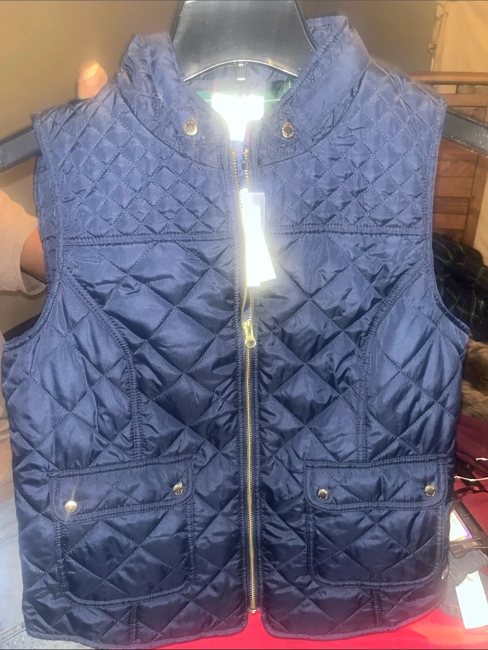 Quilted Sleeveless Puffer Vest - Navy